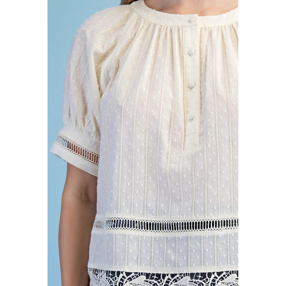 TY1166 I GiGio Textured Half Button Blouse Various Sizes - Picture 2 of 5